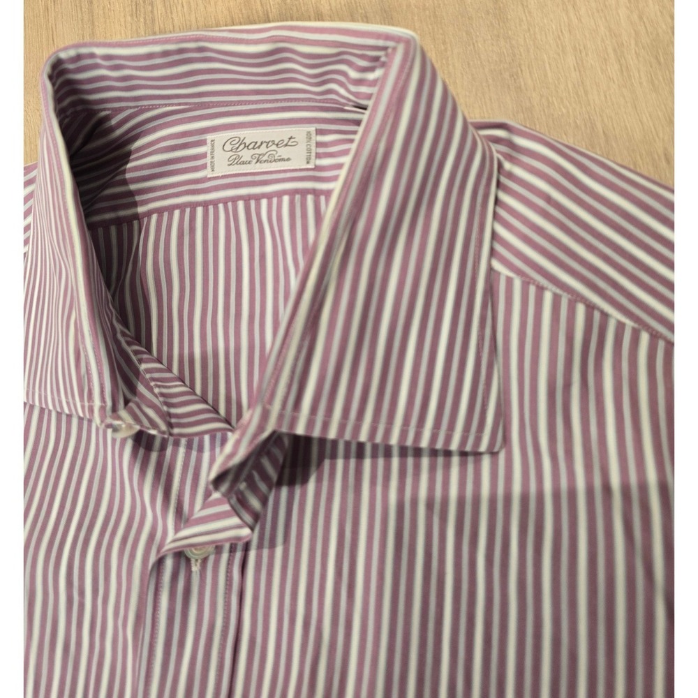 Charvet Mens Long Sleeve Spread Collar Button Up Shirt Made in France Medium